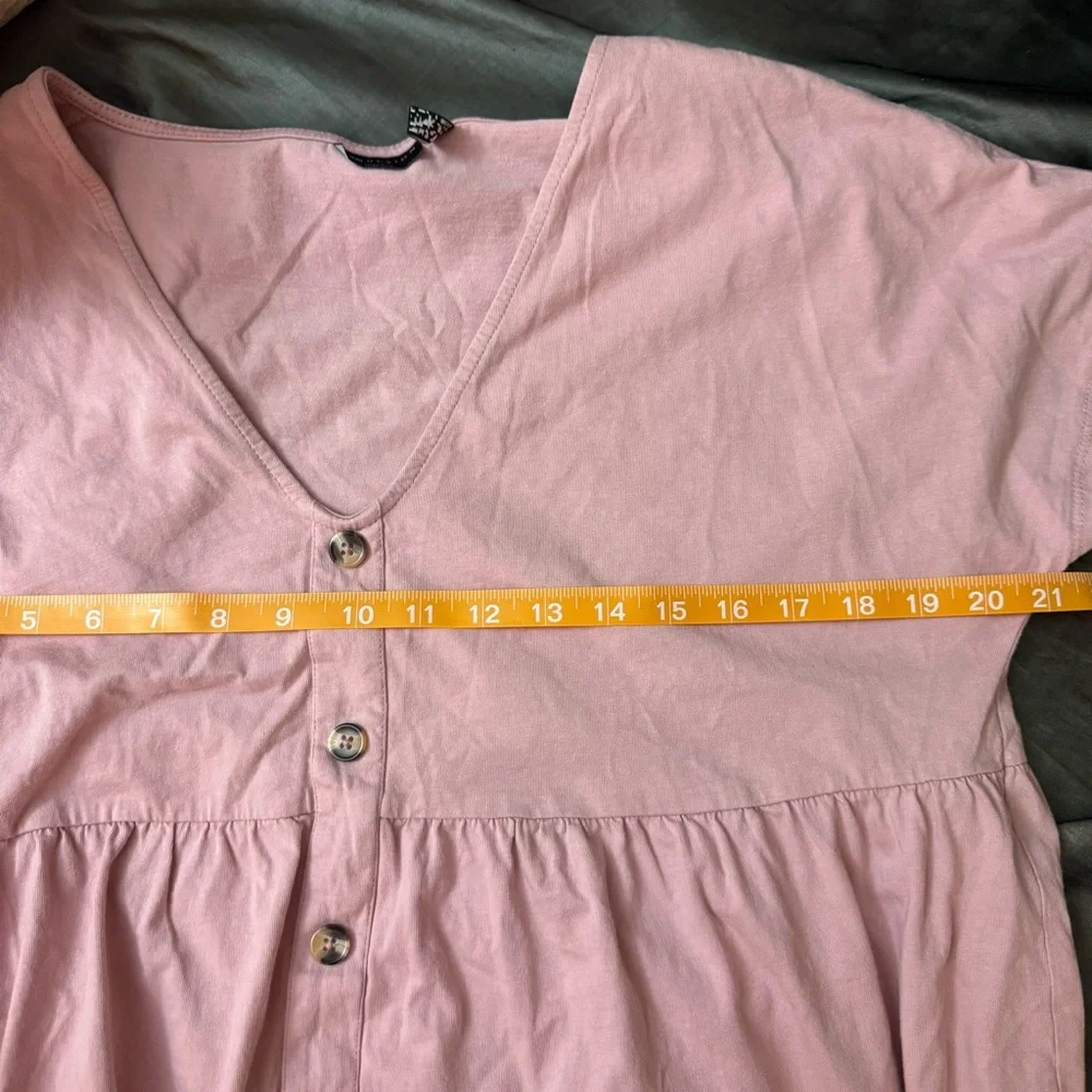ASOS button through mini smock dress with pockets rose pink NWOT size 4